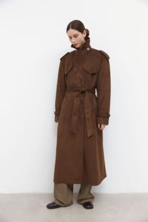 Suede trench coat